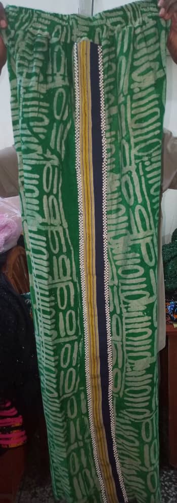Adire Trouser with Beaded Side Aso-Oke